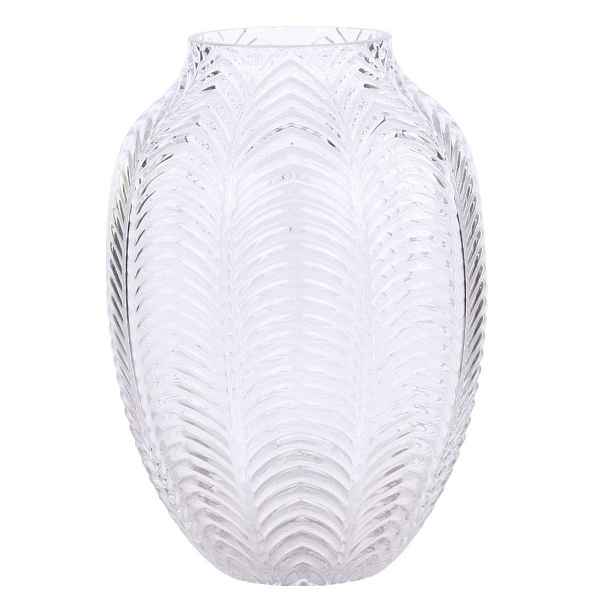 Transparentní skleněná dekorační váza Leaf  - Ø 14*18cm Chic Antique