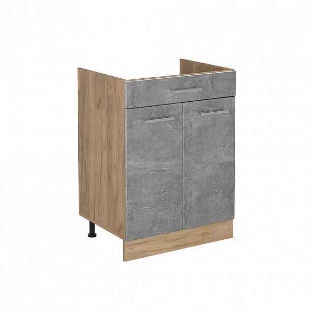 Vicco SPODNÍ SKŘÍŇKA KUCHYŇSKÉ LINKY R-Line, Beton/Zlatý mocný dub, 60 cm se zásuvkou bez pracovní desky