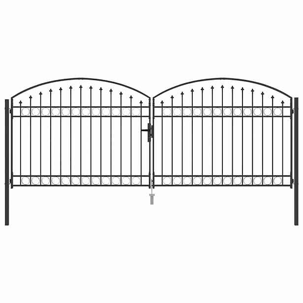 vidaXL Brána na plot ASSEN 401 x 200 cm Ocel Šedá Zamykatelné