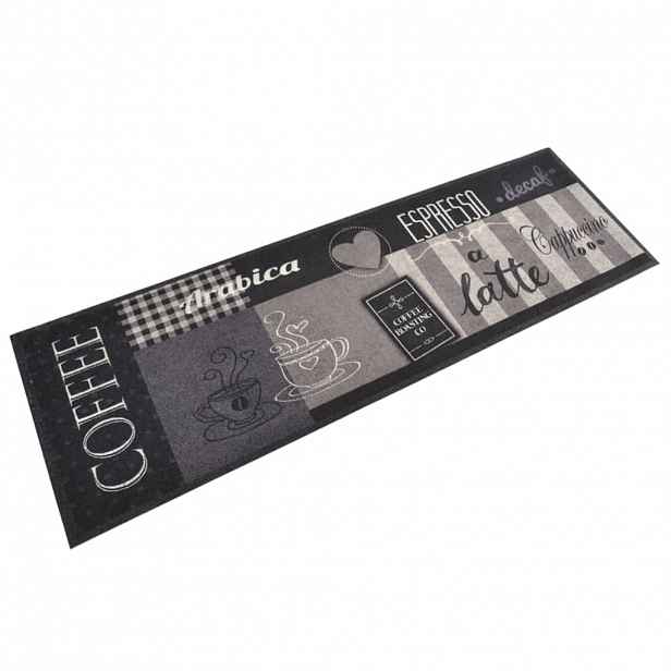 vidaXL Kuchyňský koberec omyvatelný Káva černý 60 x 180 cm samet