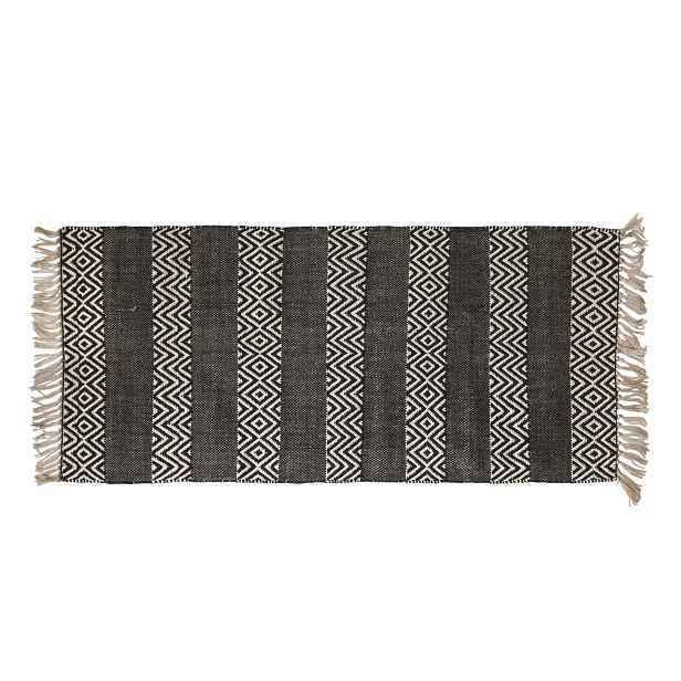 Běhoun koberec s černobílým vzorem z bavlny a juty – 150*70 cm Chic Antique