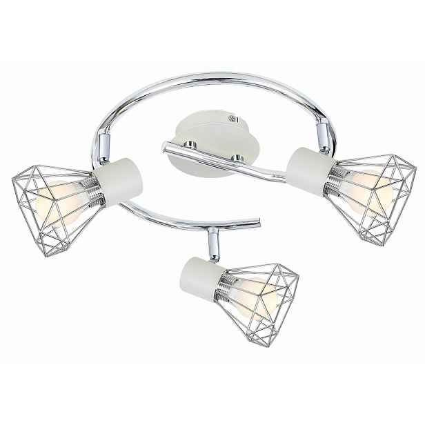 Stropní svítidlo bílá chrom 3 reflektory spirála 43 cm do obývacího pokoje Candellux