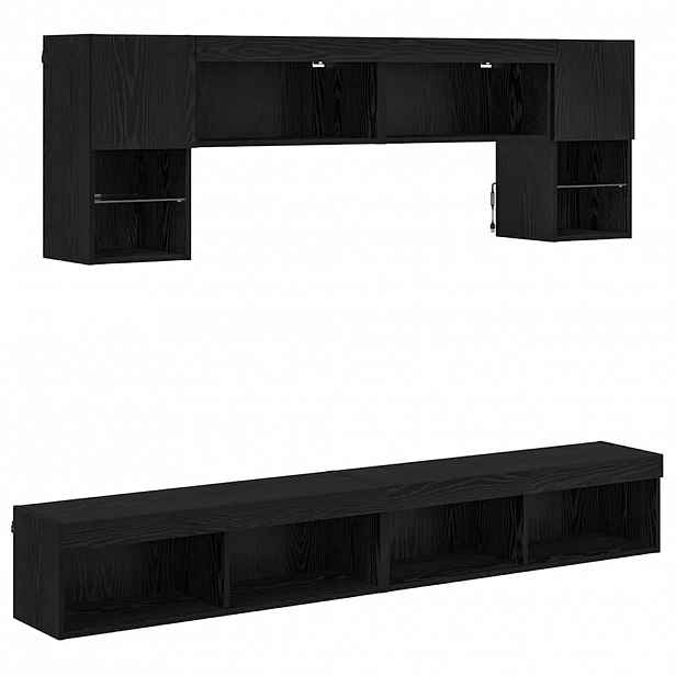 vidaXL TV nástěnné jednotky s LED 6 ks Černý dub Kompozitní dřevo