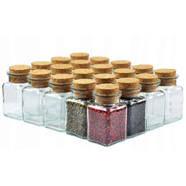 20 x 150 ml sklenička na koření s přírodním korkem Sklenice na koření