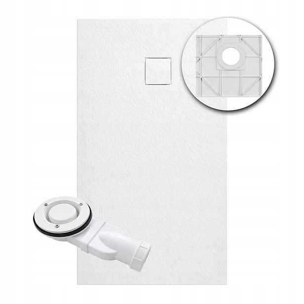 Aquauno Obdélníková Sprchová Vanička Smc 140 x 80 cm Bílá Struktura Kamene Sifon