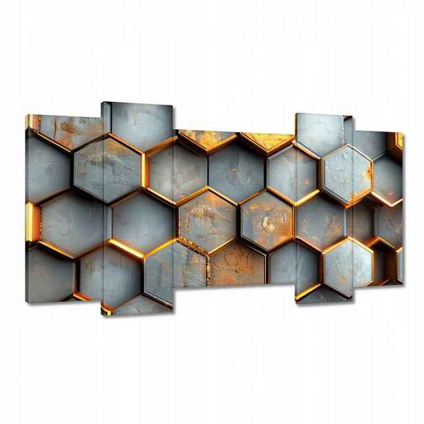 Obrazy 120x65 Zlaté hexagonální dlaždice