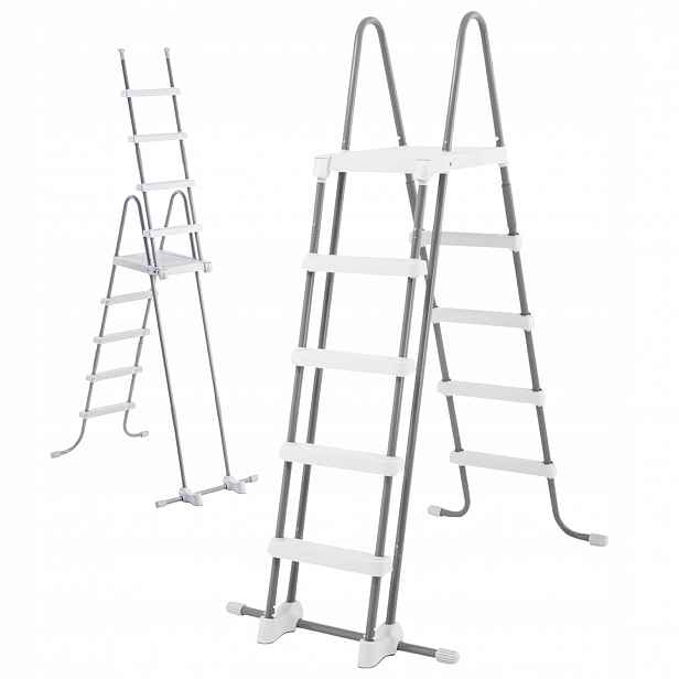 Pevný žebřík s vysokou plošinou 132 cm do bazénu Bestway Nový 5 Stupňů
