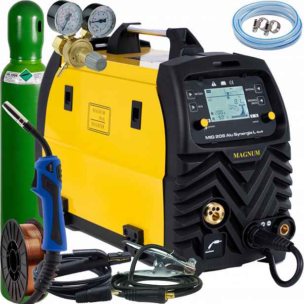 Svařovací stroj Magnum Mig 208 Alu Synergia 4x4 Mig Mma Tig Flux 200A 230V SET4