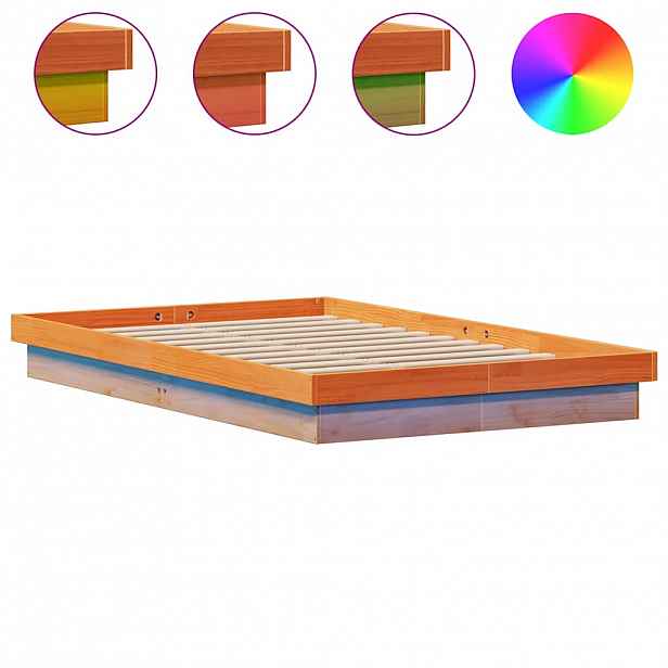 vidaXL Rám postele s LED voskově hnědý 120 x 200 cm masivní borovice