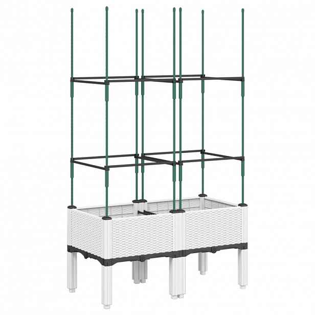 vidaXL Zahradní truhlík s treláží bílý 80 x 40 x 142,5 cm PP