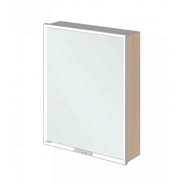 Villeroy & Boch My View+ - Zrcadlová skříňka s LED osvětlením 60x75x17 cm, 1 dvířka, panty vpravo, Nordic Oak/šedá A4816RVJ