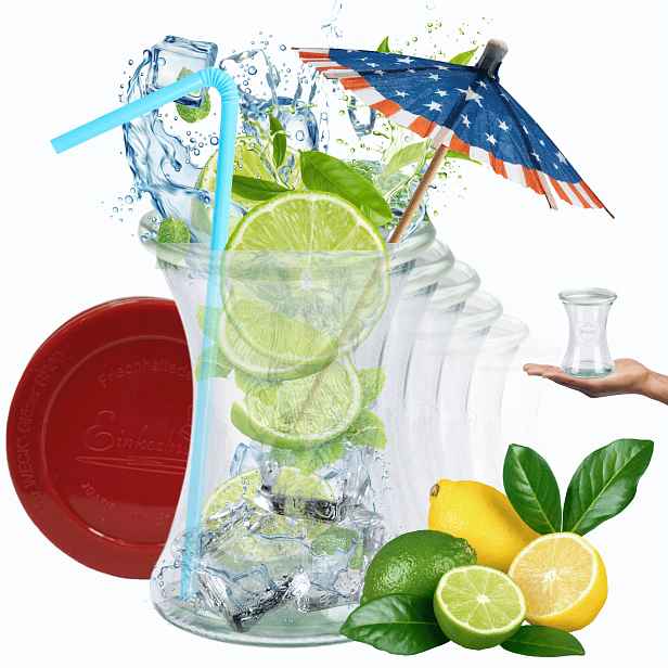 Sklenice Weck 370 ml nápoje Deli žáruvzdorné silikonové víko 6 Ks Trvanlivé