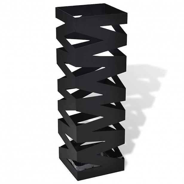 vidaXL Černý hranatý stojan na deštníky a vycházkové hole, ocelový, 48,5 cm