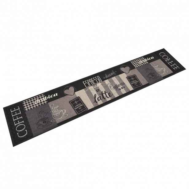 vidaXL Kuchyňský koberec omyvatelný Káva černý 60 x 300 cm samet