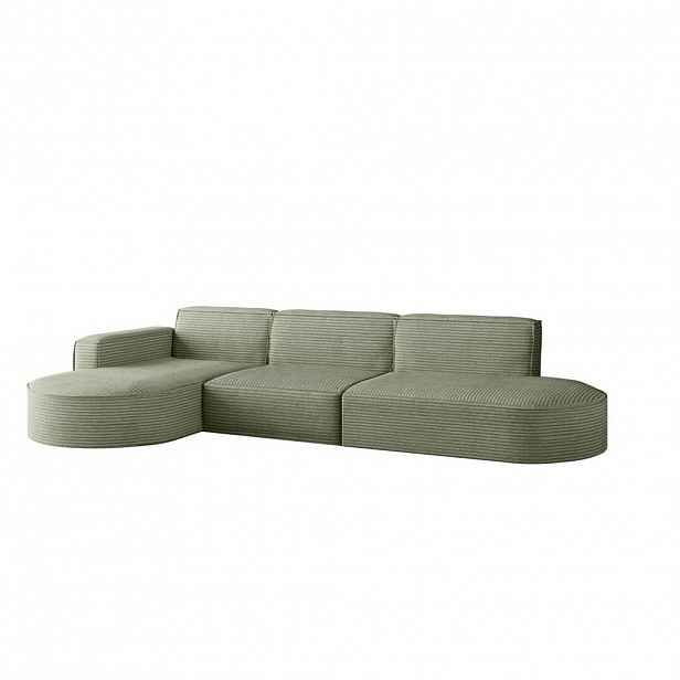 Kaiser Möbel ROHOVÁ SEDAČKA designová ve tvaru L MODENA 302 cm tkanina Poso Světle zelená Levá strana