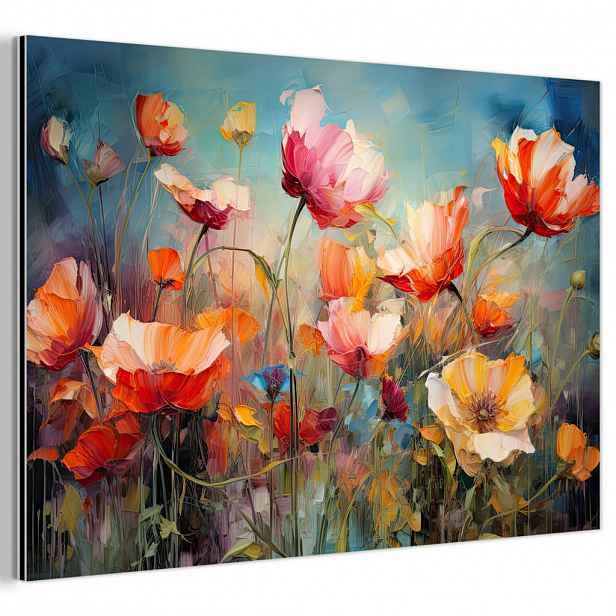 MuchoWow KOVOVÝ OBRAZ Květiny - Akvarel - Umění - Botanické - Příroda 90x60 cm