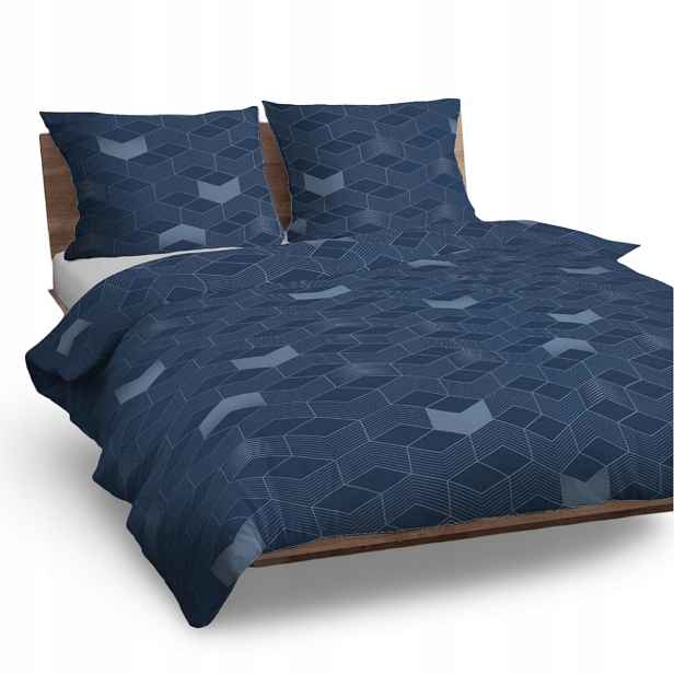 Povlečení bavlněné 160x200 modrá bílá hexagonální elegance