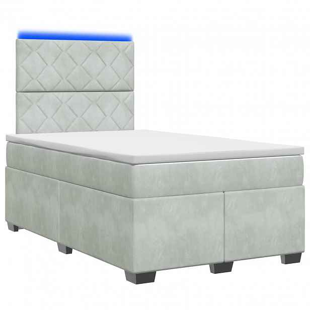vidaXL Postel boxspring s matrací Světle šedá 120 x 200 cm Samet