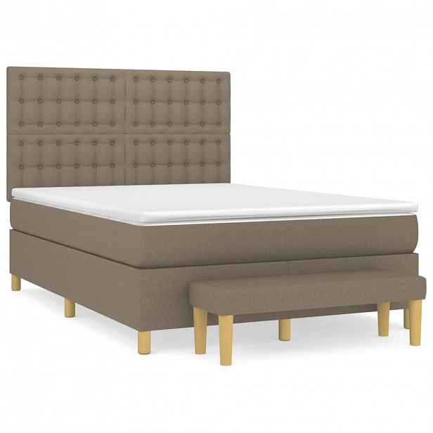 vidaXL Box spring postel s matrací taupe 140x200 cm textil
