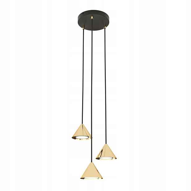 Závěsná lampa trojitá černá zlatá 3 kužely kulatá 20 cm nad stůl Emibig