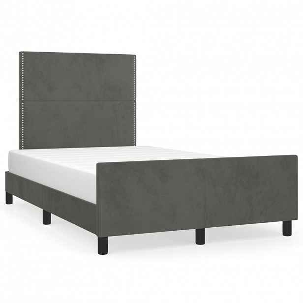 vidaXL Rám postele bez matrací tmavě šedá 120x190 cm samet
