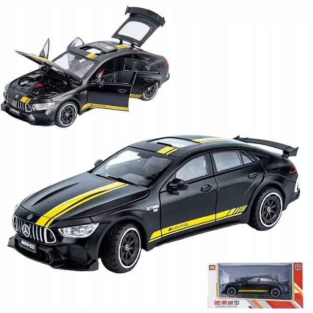 Model auta Mercedes Amg GT63 1:24, krabice, hračka Led světla, otevírací, Kov