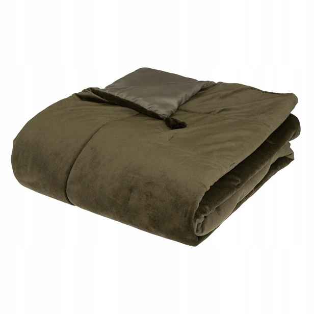 Přikrývka 80x180 cm Sametová khaki barva z polyesteru