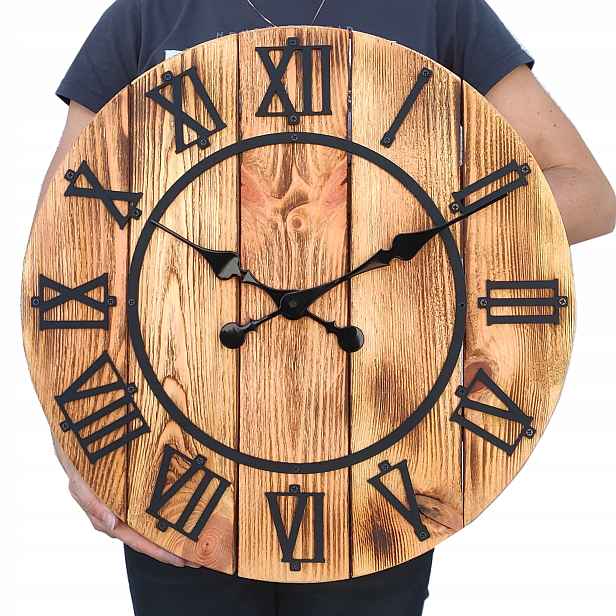 Rustikální loftové nástěnné hodiny s římskými číslicemi Farmhouse style 49 Cm