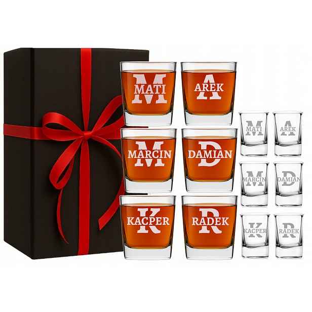 Sklenice na whisky a sklenice na vodku 50 ml s gravírováním Dárek Kavalírský 6 ks