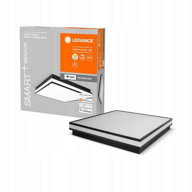 Stropní Svítidlo 42W 2500lm Cct stmívatelný, čtvercový, černý, Smart+ WiFi, magnet