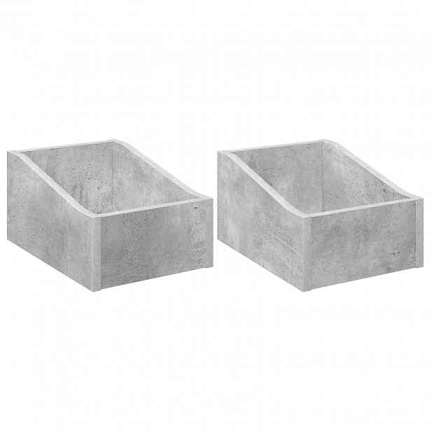 vidaXL Krabice na LP desky 2 ks Betonově šedá 23 x 33 x 16 cm