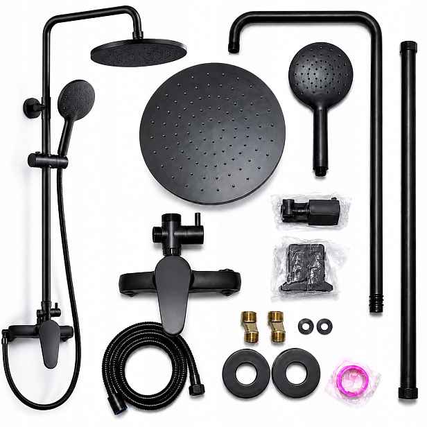 Sprchový set Dešťová sprcha Baterie Sprchová Hlavice 100 cm Černá Matná