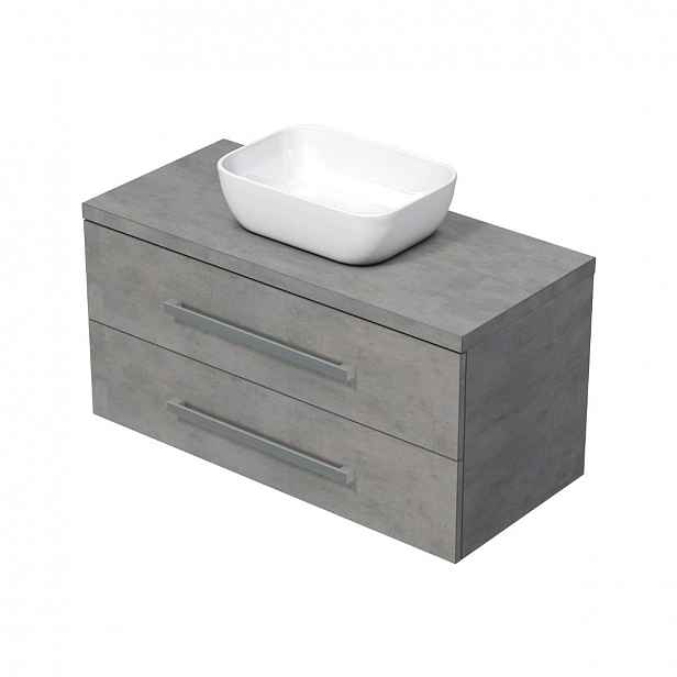 Koupelnová skříňka s umyvadlem Naturel Cube Way 100x53x46 cm beton mat CUBE461003BESAT45