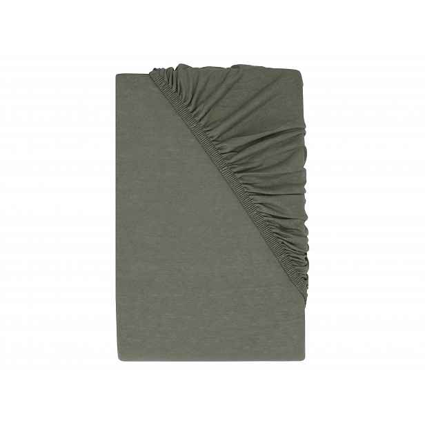 Livarno® Žerzejové napínací prostěradlo s podílem lnu, 140–160 x 200 cm (zelená)