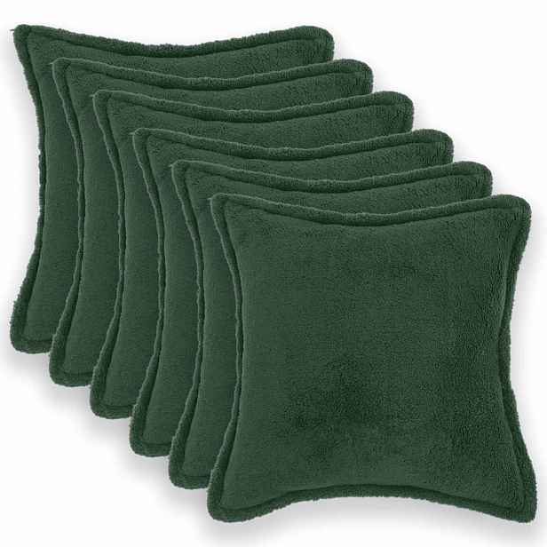 vidaXL Povlak na polštář 6 pcs HOUTEN Tmavě zelená 30 x 30 cm Bouclé