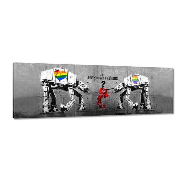 Hodiny 120x40 Are you my fathers Banksy
