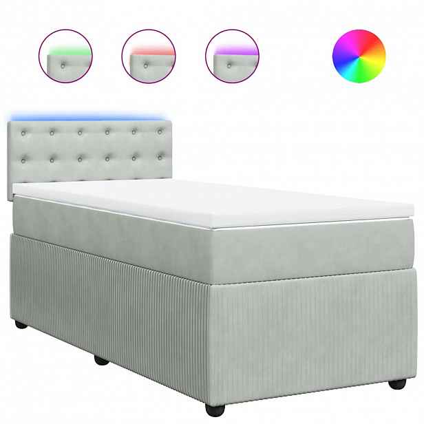 vidaXL Box spring postel s matrací světle šedá 80 x 200 cm samet