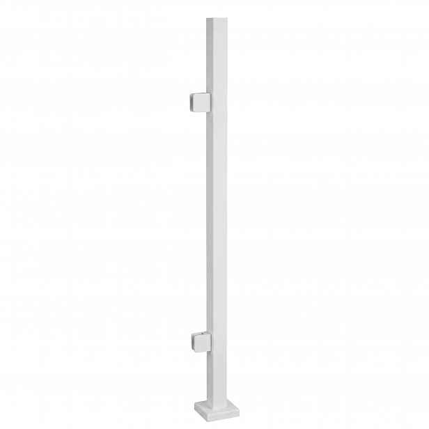 Startovací sloupek 110 cm pro skleněné zábradlí 40x40 Bílý 2 držáky Loft