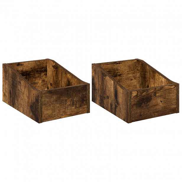 vidaXL Krabice na LP desky 2 ks Kouřový dub 23 x 33 x 16 cm