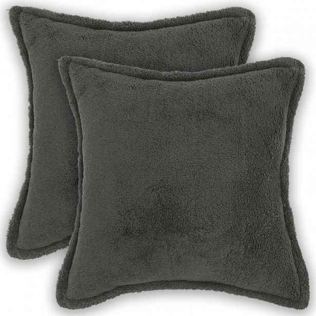 vidaXL Povlak na polštář 2 pcs HOUTEN Tmavě šedá 30 x 30 cm Bouclé