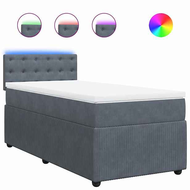 vidaXL Box spring postel s matrací tmavě šedá 80 x 200 cm samet