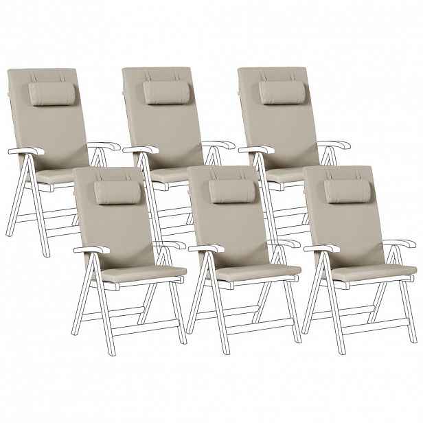 Beliani VENKOVNÍ sedací polštář sada 6 ks Taupe 50/45 cm Java/Amantea Premium