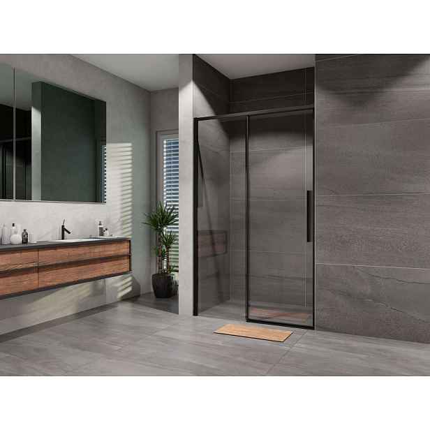 Lansanit LUX Slim Alvaro - Sprchové dveře posuvné Black Line 140 cm, matná černá/čiré sklo LAN03061