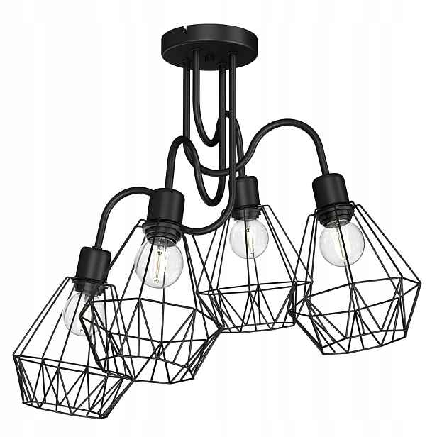 Luminex Závěsná lampa 4xE27 černá kovová Bergen loftový design