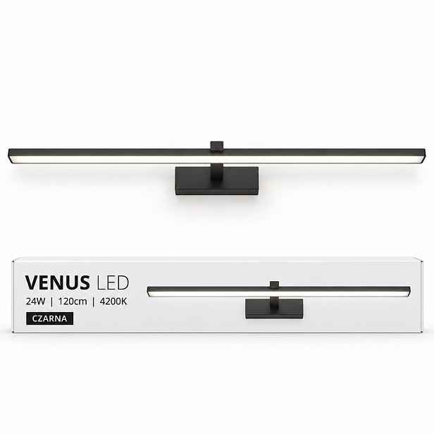 Venus 24W 120 cm černá Led lampa nad zrcadlo nástěnná lampa 4200K IP44