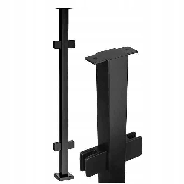 Průchozí sloupek 100 cm Sklo 4 Úchytky 40x40 Černý Nerezový Loft