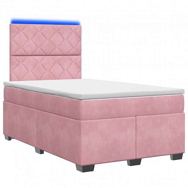 vidaXL Postel boxspring s matrací s čelo Růžová 120 x 200 cm Samet
