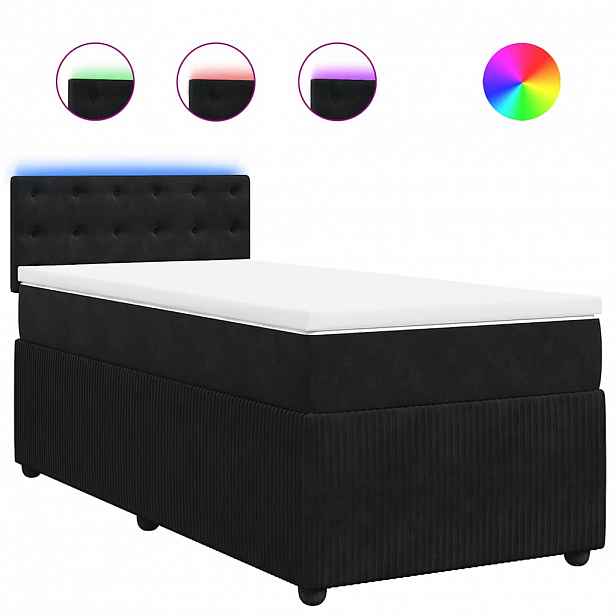 vidaXL Box spring postel s matrací černá 80 x 200 cm samet
