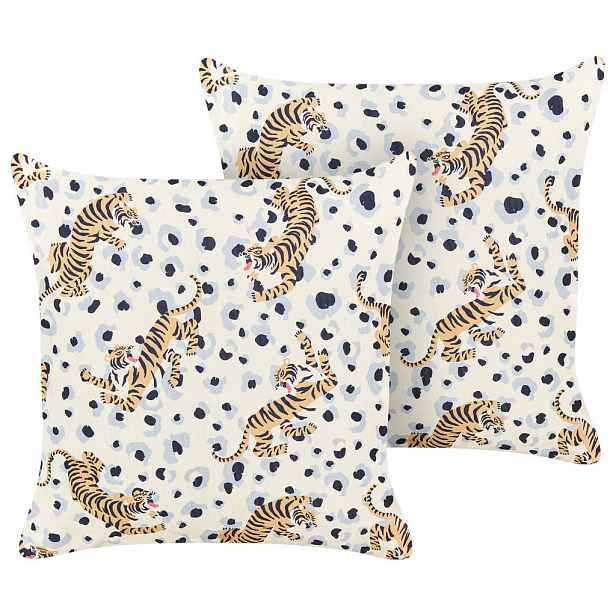 Beliani ZAHRADNÍ POLŠTÁŘ sada 2 ks Tigermotiv vícebarevný 45/45 cm Arenzano