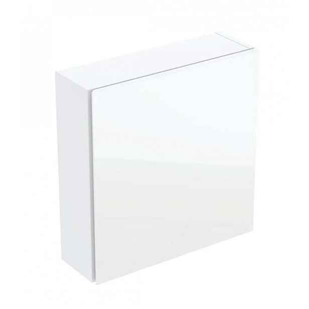 Geberit - Skříňka 47x45x15 cm, 1 dvířka, panty L/P, bílá/sklo bílé 502.319.01.2